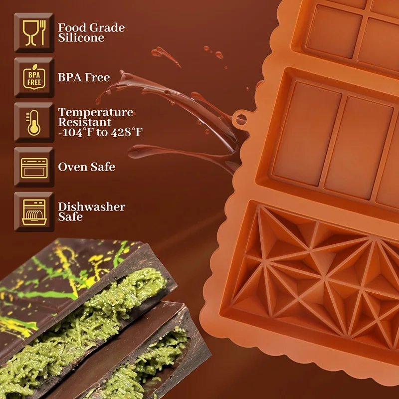 1 PC ซิลิโคนช็อกโกแลตบาร์แม่พิมพ์ Non-Stick WAX Melt แม่พิมพ์สําหรับโปรตีน Energy บาร์ Break Apart DIY Handmade ของขวัญช็อกโกแลตแม่พิมพ์