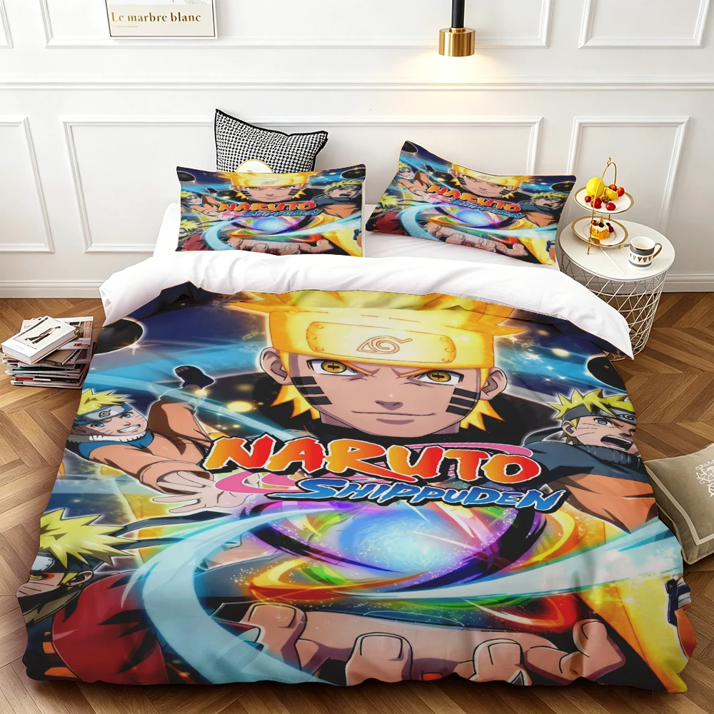 Juego de funda nórdica para niños, funda de edredón con dibujos de Naruto, juego de cama suave y cómodo para dormitorio, regalos Queen King