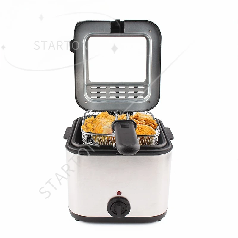 Stainless Steel Single Tank Electric Deep Fryer Smokeless French Fries Chicken Frying Hot Pot Grill Mini Hotpot Oven