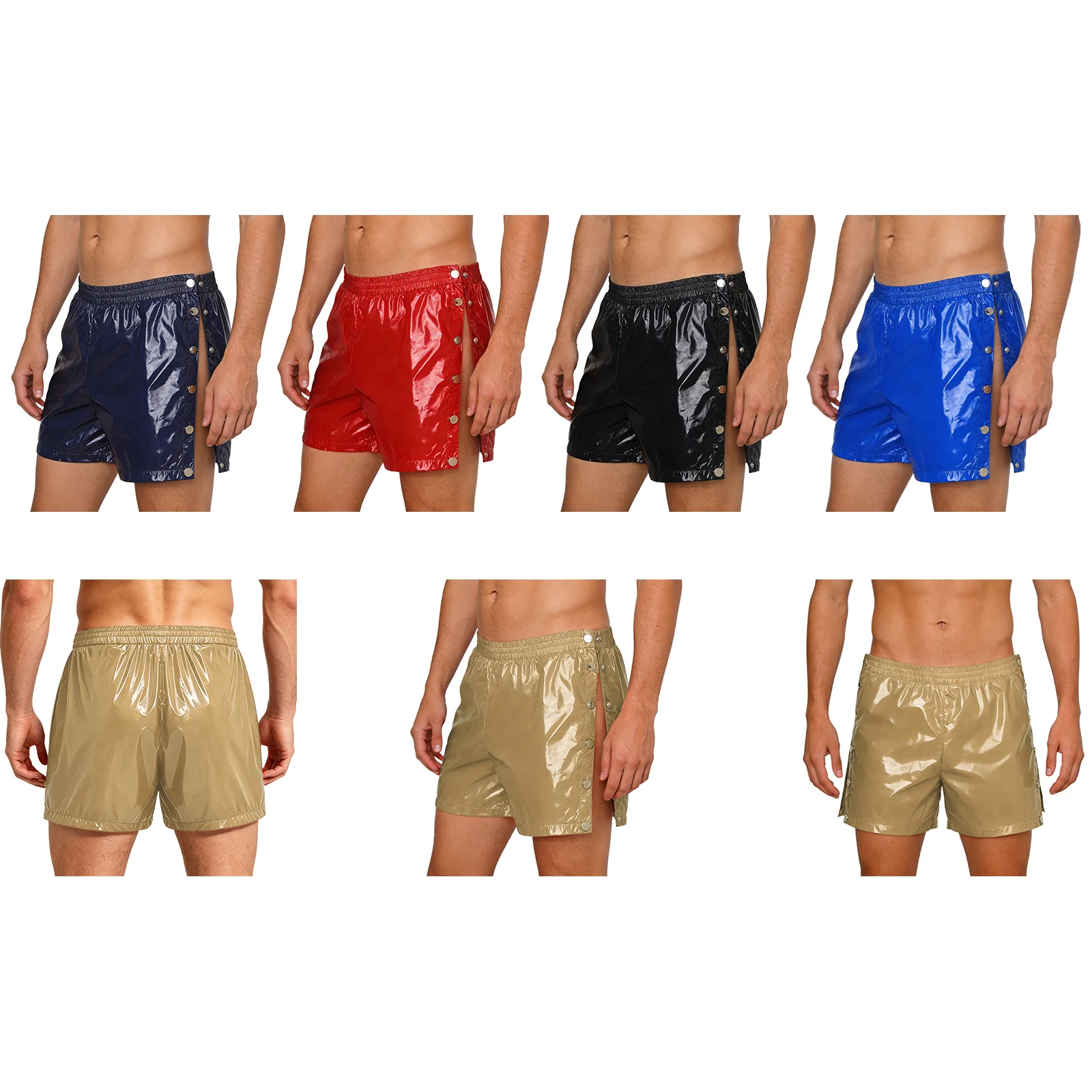 

Мужские шорты-боксеры из металлизированной искусственной кожи, водонепроницаемые, адаптивные, с боковыми кнопками, для пожилых людей и пациентов с особыми потребностями, для ухода