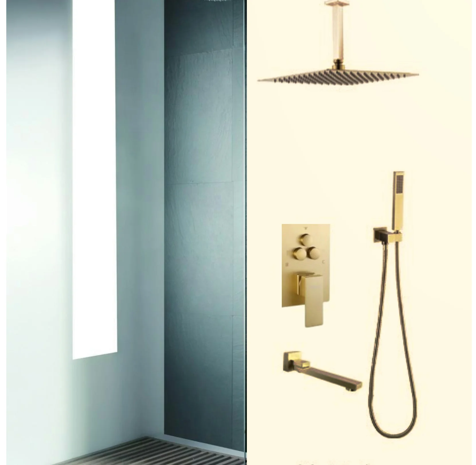 الاستحمام التجاري والمنزلي بأزرار نحاسية مخفية