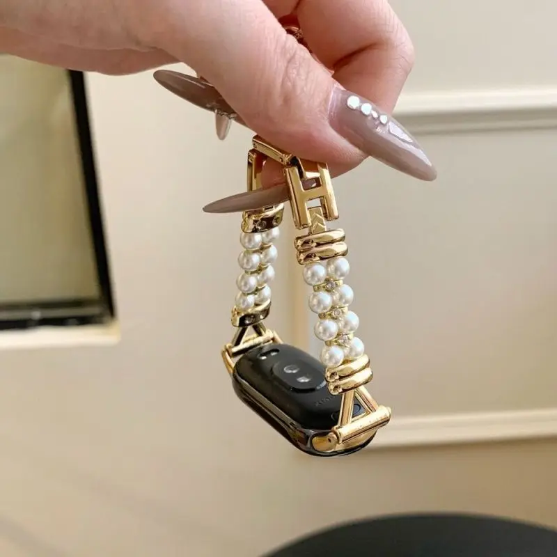 

Pearl metal strap suitable Xiaomi Band 8Pro/9Pro，For Mi band 3/4/5/6/7，8/8NFC/9/9NFC/10/10NFC，For Redmi Watch6/5/4