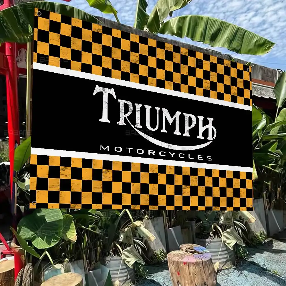 T-Triumph Motorcycle Logo High End Quality Banner Printing Artistic Atmosphere Style Camping Flag