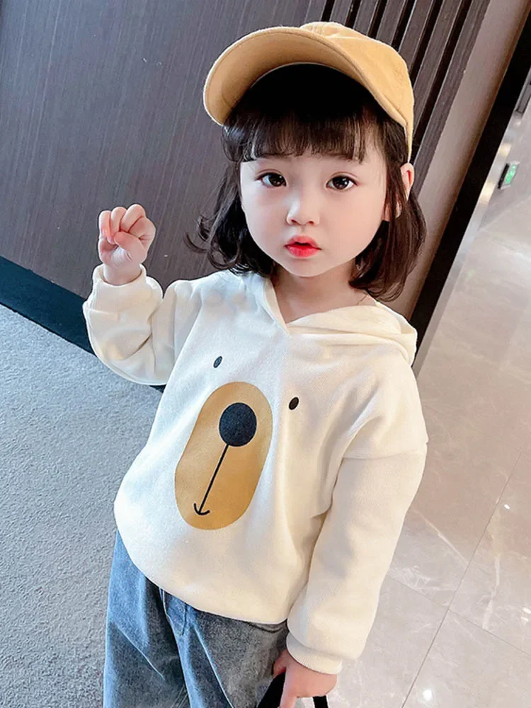 

Teddy bear Hoodie korean style cartoon Cute Home Leisure Children Kids Girl spring and autumn Sweatshirt Long sleeved