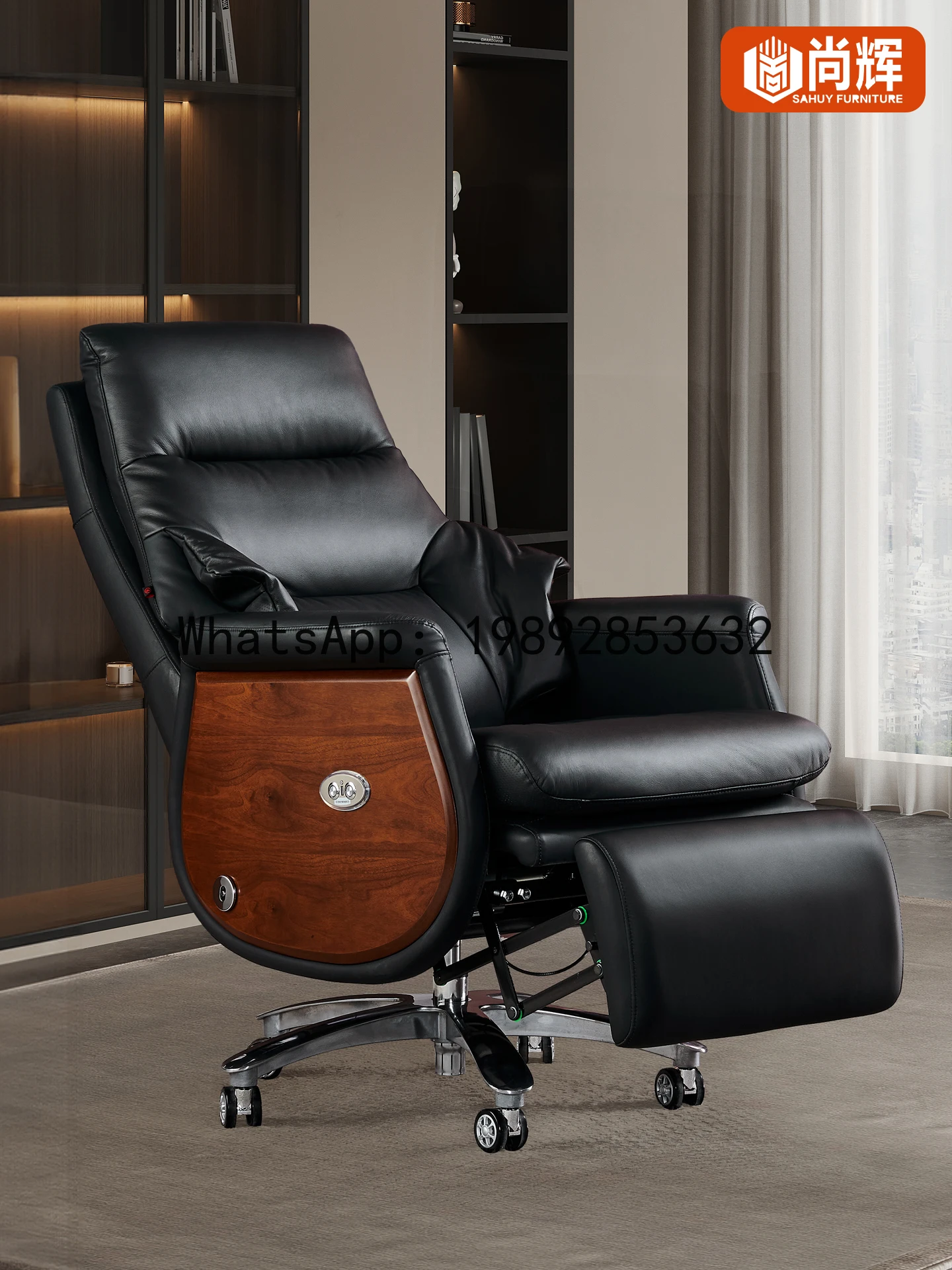 

Electric Leather Executive Chair Office Reclining Nap Comfortable Long Sitting President Computer Chair