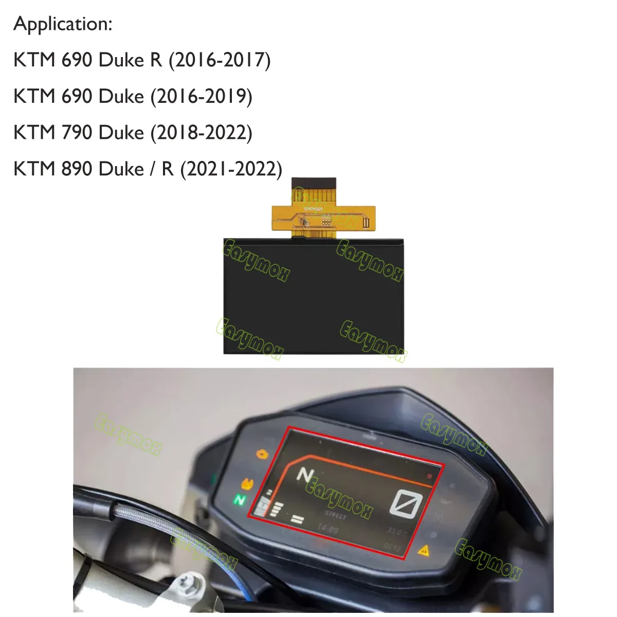 

For KTM 690 790 890 Duke Speedometer Instrument Cluster Screen LCD Display Replacement