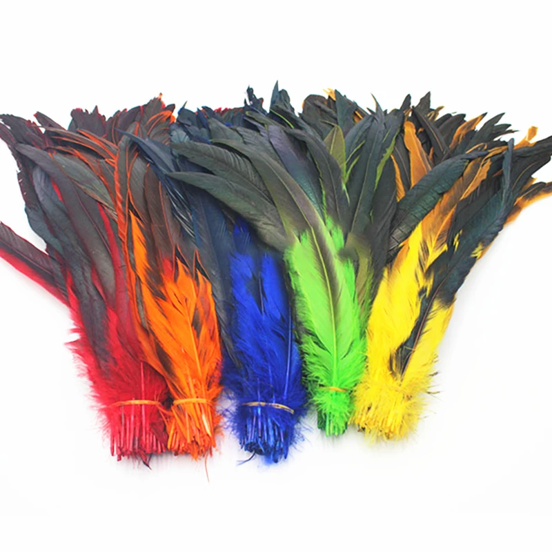 50Pcs/Lot Colorful Natural Rooster Feathers for Decoration Black Pheasant Chicken Cock Feather Carnival Handicraft Accessories