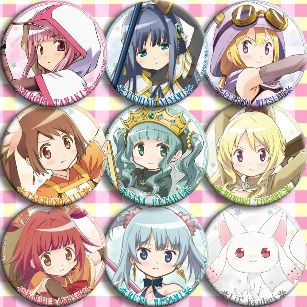 Kaname Madoka Akemi Homura Miki Sayaka Cosplay Peripheral Badge Pin Brooch Anime HD Kawaii Pattern Costumes Accessories Gifts