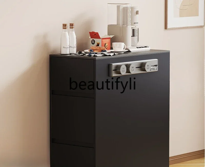 Medieval narrow island cabinet can be moved separately, ultra-small island rock slab dining table, fallen tea cabinet