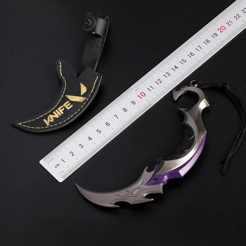 Valorant ep5 Karambitメタルクラフトモデル、ホルスターセンド、ナイフホルダー、ゲーム交換、軍事訓練爪、安全なおもちゃ、6インチ
