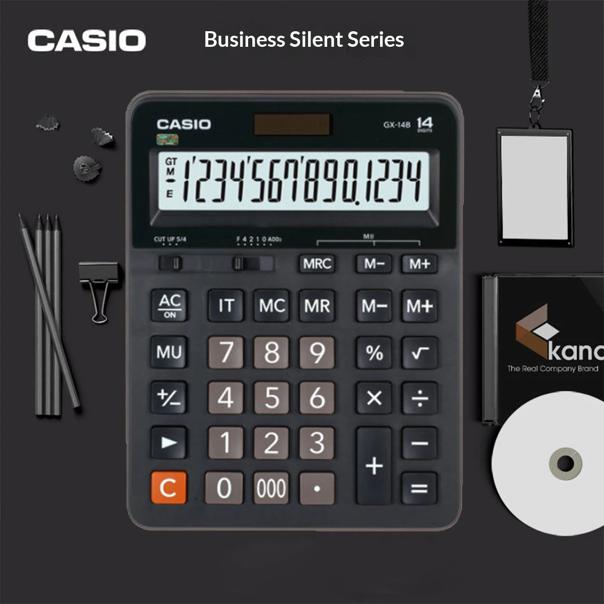 

Genuine Casio GX-14B Calculator, 14-digit upgraded version, large keys, dual power desktop office computer