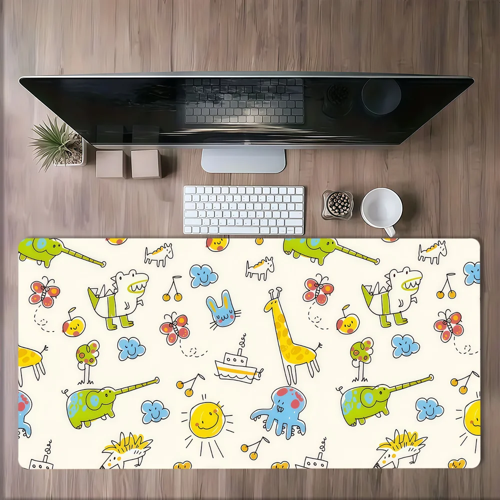 Cute animal graffiti cat dog dinosaurs kid Mouse Pad Non-slip Lockedge Thickened Desktop MousePad Large Comfort Gaming Student