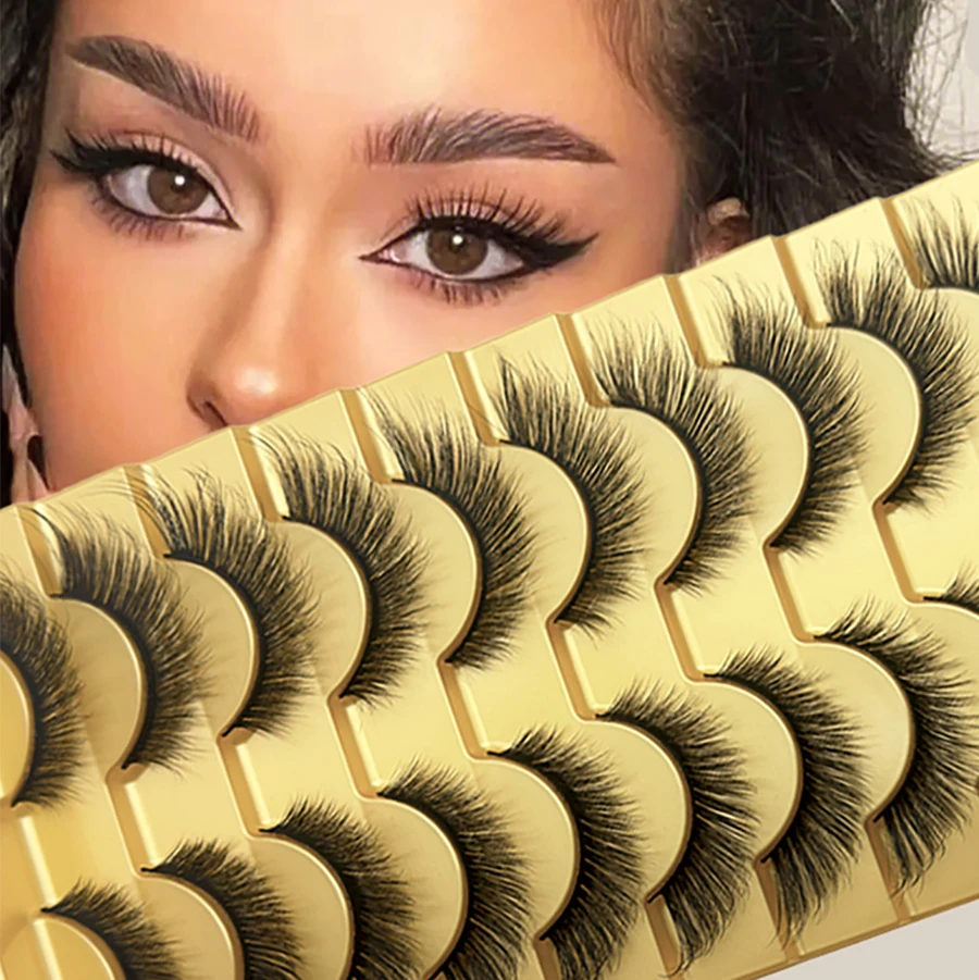 10 أزواج من الرموش الصناعية الكاملة ثلاثية الأبعاد من مانجو آي - تعزيز مكياج العين مع رموش صناعية ممدودة في نهاية العين #1