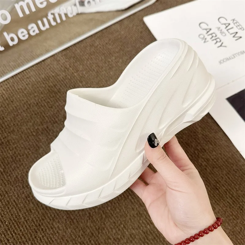 8cm Sloped Heels Women Slippers Platform Wedges Summer Casual Women Shoes Outdoor Comfortable Beach High Slipper Dress Sandals