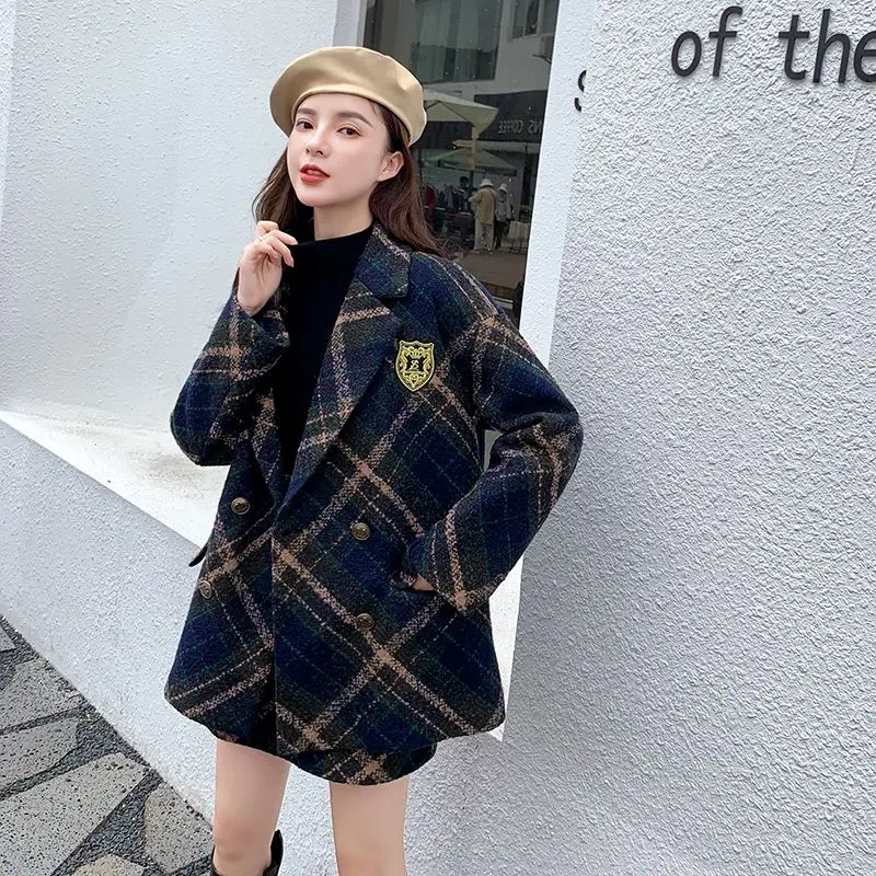 Fashion Autumn and Winter Women\'s Suit New Korean Plaid Tweed Suit Jacket Age Reducing Skirt Elegant Women\'s Two-piece Suit