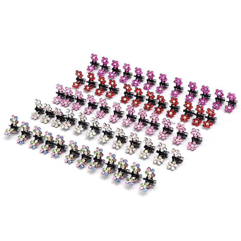 6 Stks/partij Kleine 2X1Cm New Fashion Leuke Crystal Bloemen Metal Hair Klauwen Geometrische Haar Clips Hoofdband Meisjes styling Tool Vlechten