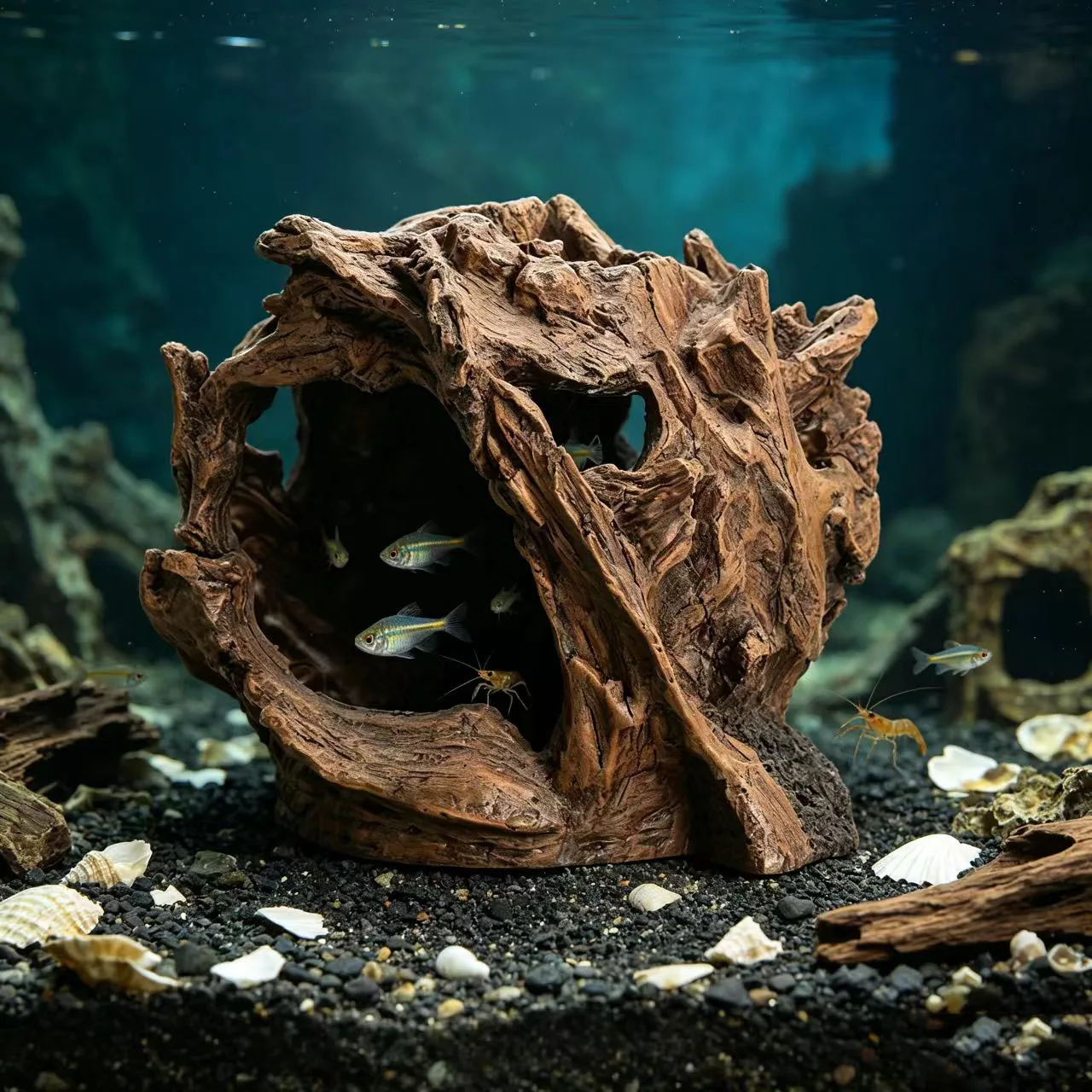 Künstliche Wurzelhöhle aus Kunstharz für Aquarien, Baumstumpf, Landschaftsdekoration, Aquarien-Versteck, Spielsitz, Laichstätte – Detail 2