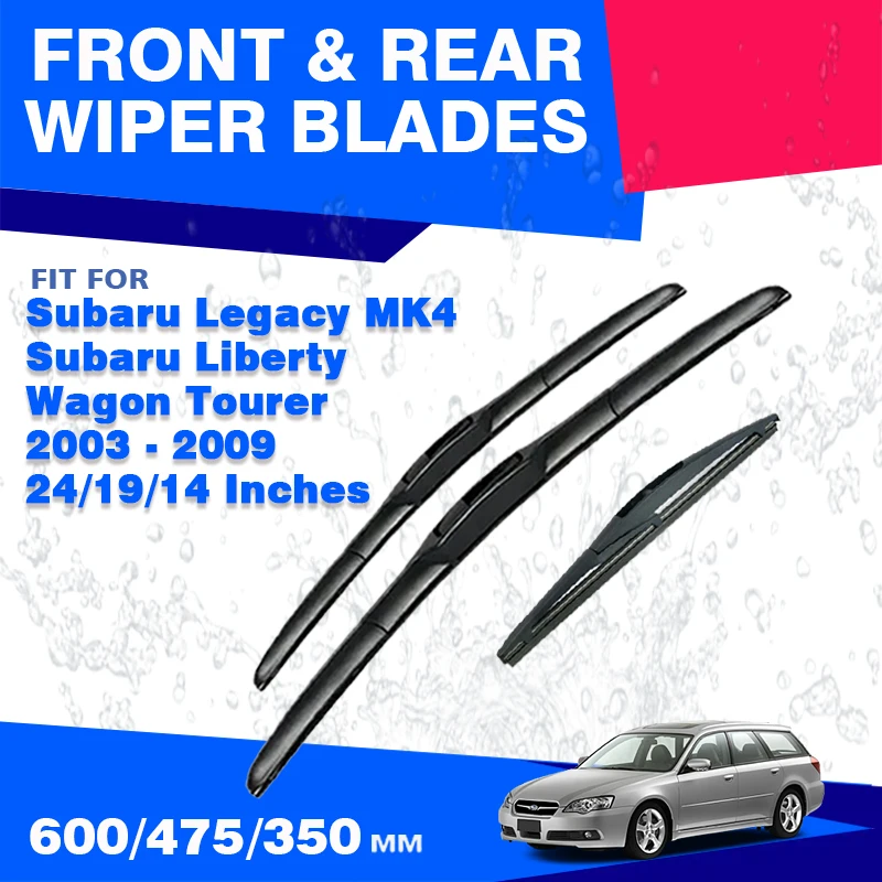 For Subaru Legacy MK4 4 IV BL BP Liberty 2003 - 2009 Front Rear Windshield Wiper Blades Windscreen Window 24