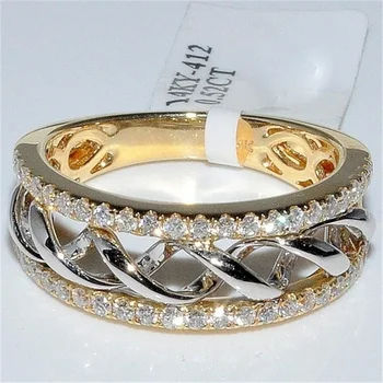 여성용 다이아몬드 반지, 진짜 14 K 골드 쥬얼리, 2 캐럿, Anillos Bague Bizuteria Bague Jewellery Bijoux Femme 14 K 골드 반지 상자