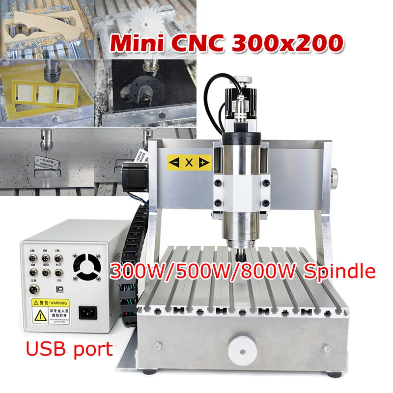 Mini enrutador CNC 3020 300x200, máquina perforadora y fresadora de grabado