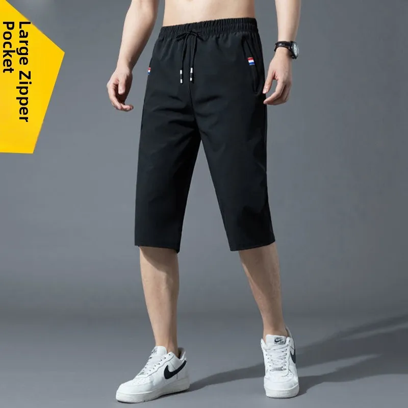 Ice Silk Seven-Quarter Loose Straight Leg Men's Sport Pants Casual Versatile Summer Trousers Youthful Sle Comfortable Fit