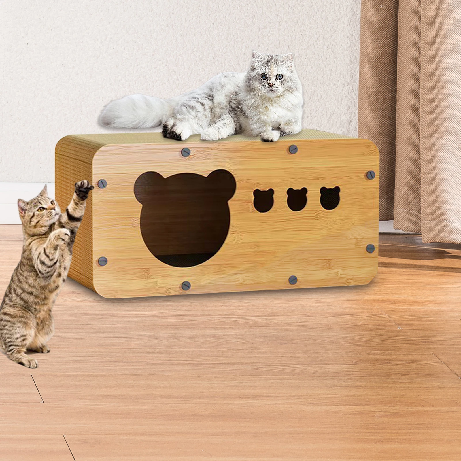 Cat House Cat Scratcher Cardboard Wood Corrugated Paper Scratching Board Nest For Indoor Kitten Scratching Post Cat Furniture