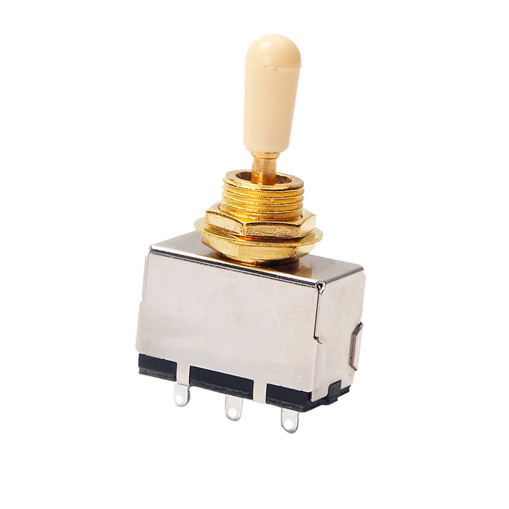 

3 Way Guitar Pickup Selector Toggle Switch Yellow Gold Metal Plastic Enclosed Box Style Knob No Noise for Electric Guitar DIY