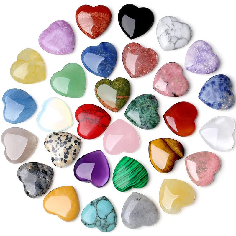 10PCS Natural Quartz Love Heart Gemstone Chakra Healing Crystal Agate Mineral Specimen Home Decor