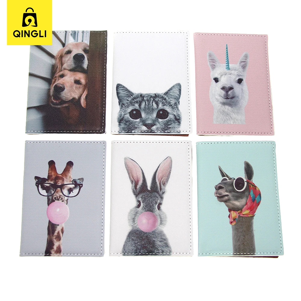 New Cute Animal Passport Cover Cartoon Rabbit Alpaca Passport Case Travel Accessories Passport Wallet Ticket Credit Card Holder