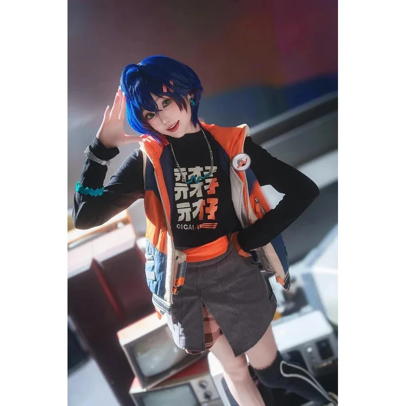 Anime Belle Cosplay Costume Game Zenless Zone Zero Women Hoodie Skirt Socks Wig Suit Combat Uniform Player Akira Bel Белла Set