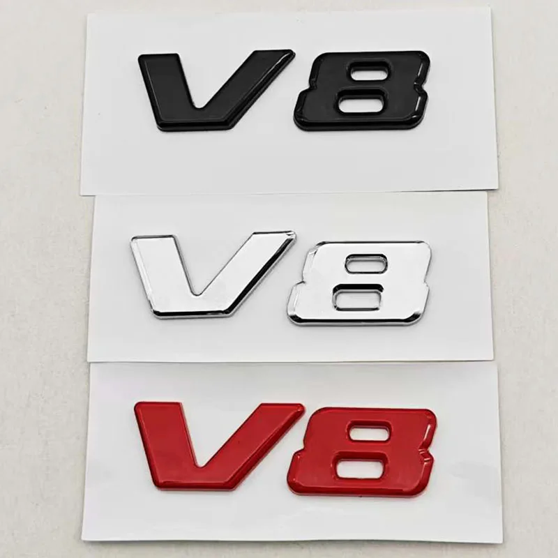 Accesorios para Mercedes Benz AMG GL ML SL 500 220 C63 S500 V8, Letras con Logotipo V8 en Negro Cromado ABS, Emblema para Guardabarros de Coche, Adhesivo