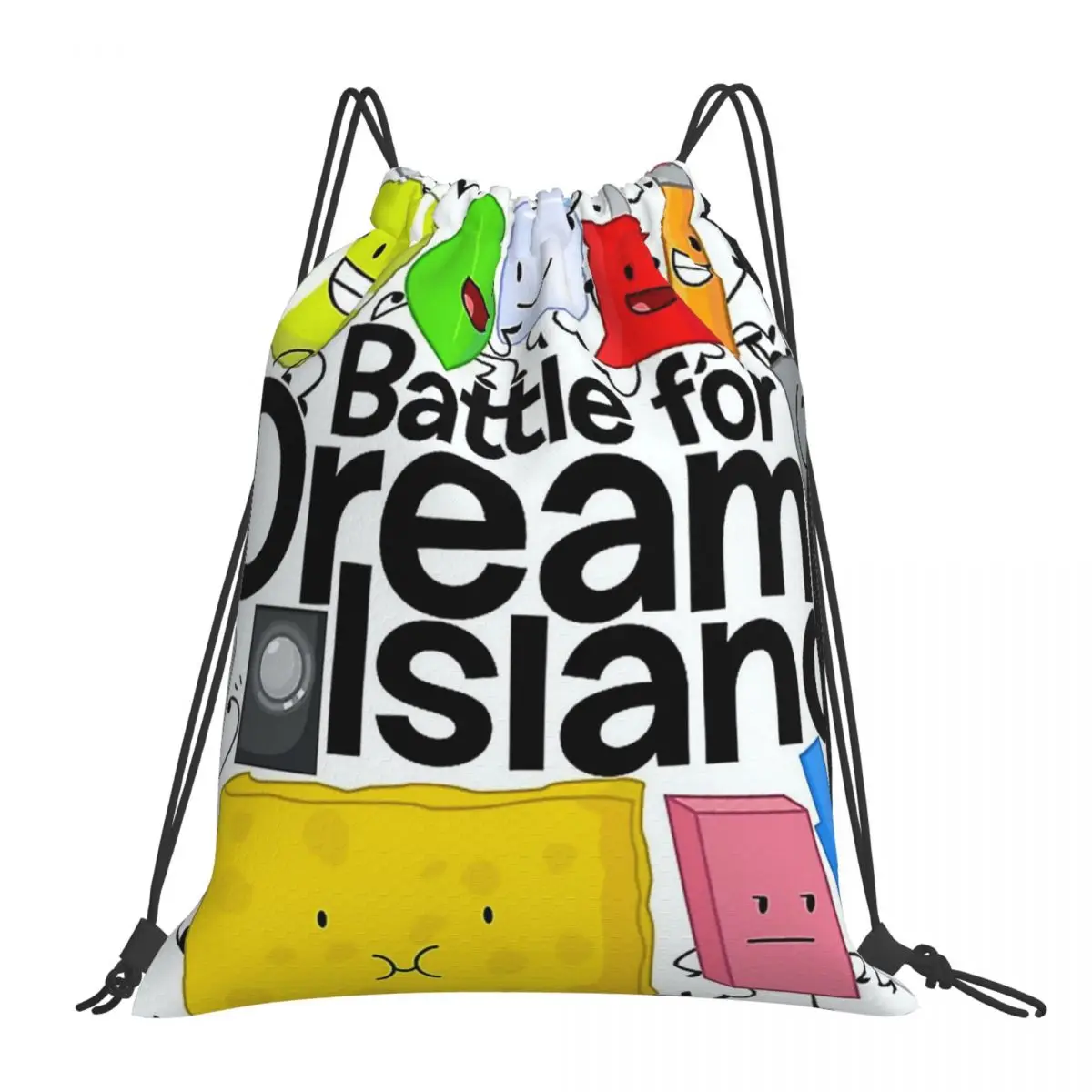 BFDI-Sacs à dos blancs multifonctions, sacs à ficelle portables, sac de rangement de proximité, sacs à livres pour voyage et école