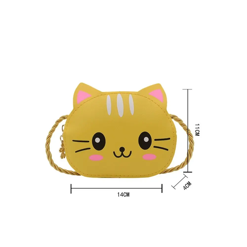 Fashion Simple Mini Bag Coin Purse Cat Printing Princess Wallet Baby Bag Single Shoulder Bag PU Leather Handbag Children Bag