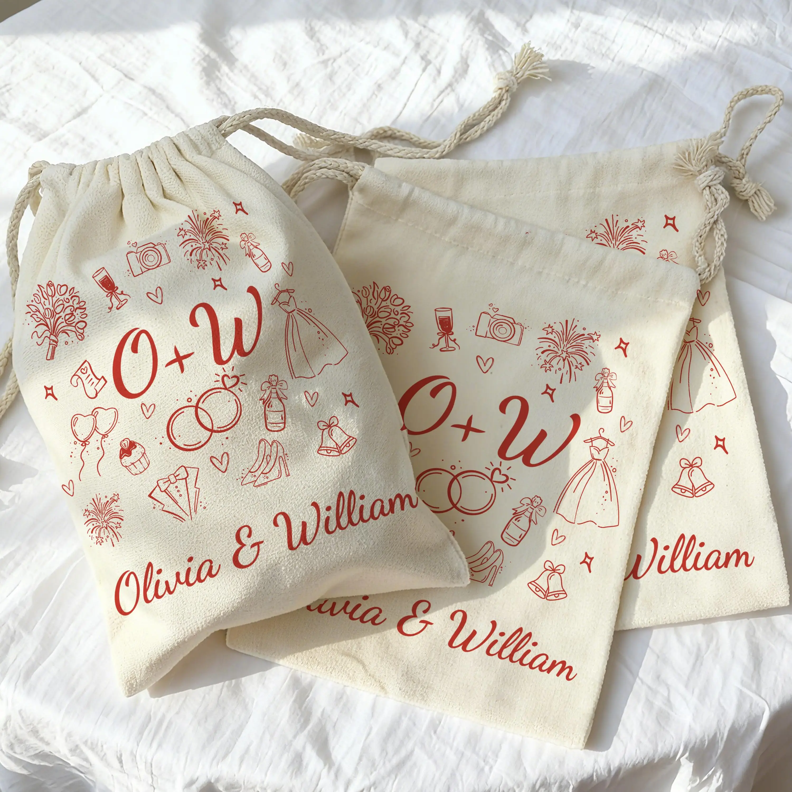 Personalized Wedding Favor Bag/Custom Printed Favor Bag/Custom Mini Drawstring Tote Bag/Hotel Welcome Bags/Wedding Goodie Bags