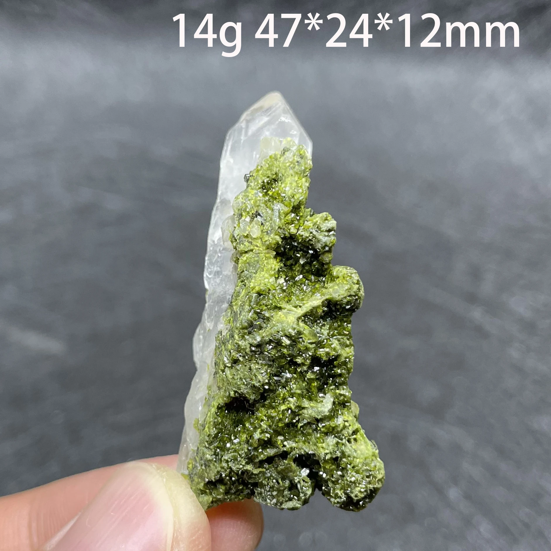 Natural Stone Epidote Mineral Specimen Clear Quartz Crystal Cluster Rock Healing Home Decoration Gift