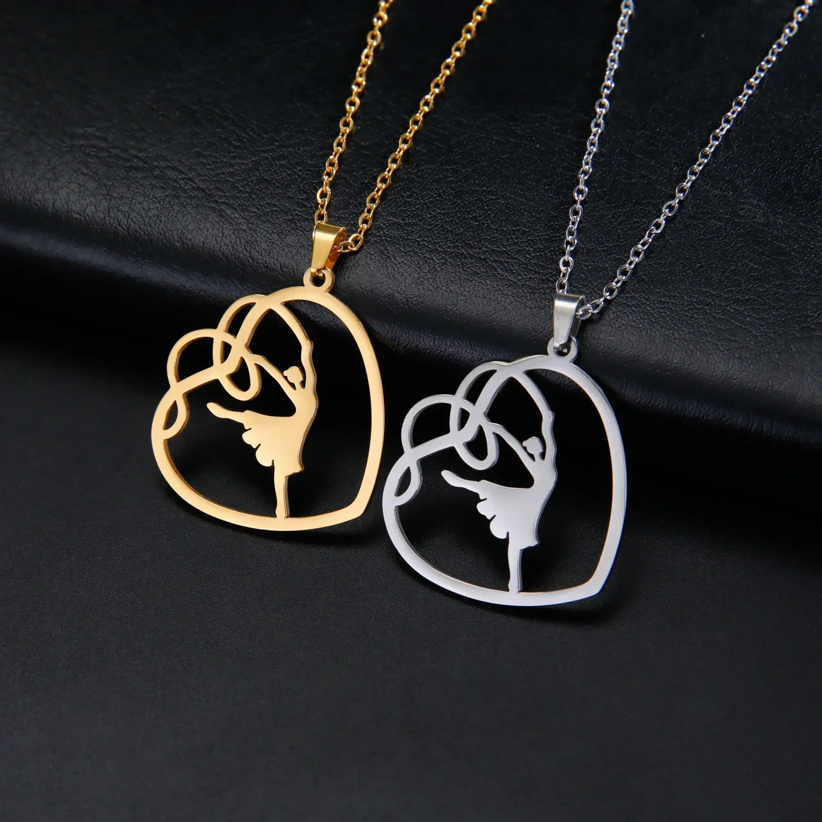 Love Dance Girl Ballet Dancer Pendant Necklace Stainless Steel Chain Necklace Jewelry Ballet Dancer Gift
