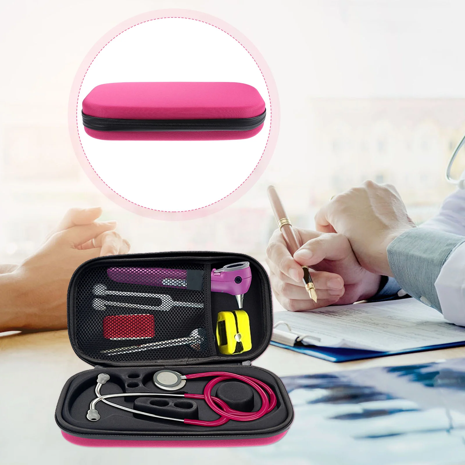 Note Pads Stethoscope Case Cover Accessories Auscultator Storage Hard Shell Pink Portable Carry Protective Bag Travel