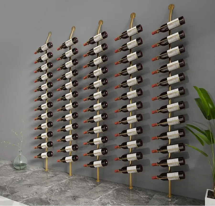 Art Ground Red Rack with Inclined Wine Rack on the Wall Creative Wine Cabinet with Wine Display Rack on the Wall