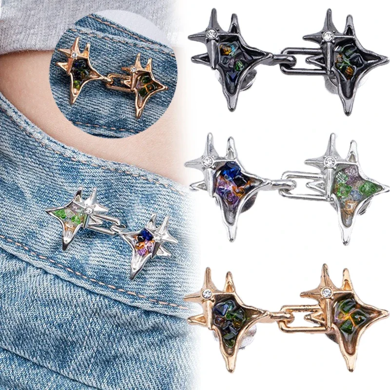 

New Cross Star Waist Buckle for Woman Man Detachable Pants Clips Waist Tightener Metal Jean Buttons Pins Clothing Accessories