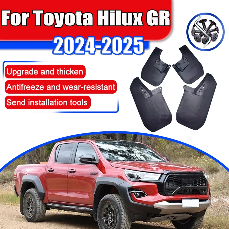

For Toyota Hilux GR Accessories 2024 2025 Car Mudguards Anti-fouling scratch-proof Mudflaps Fender Splash-proof Mud Flap Parts