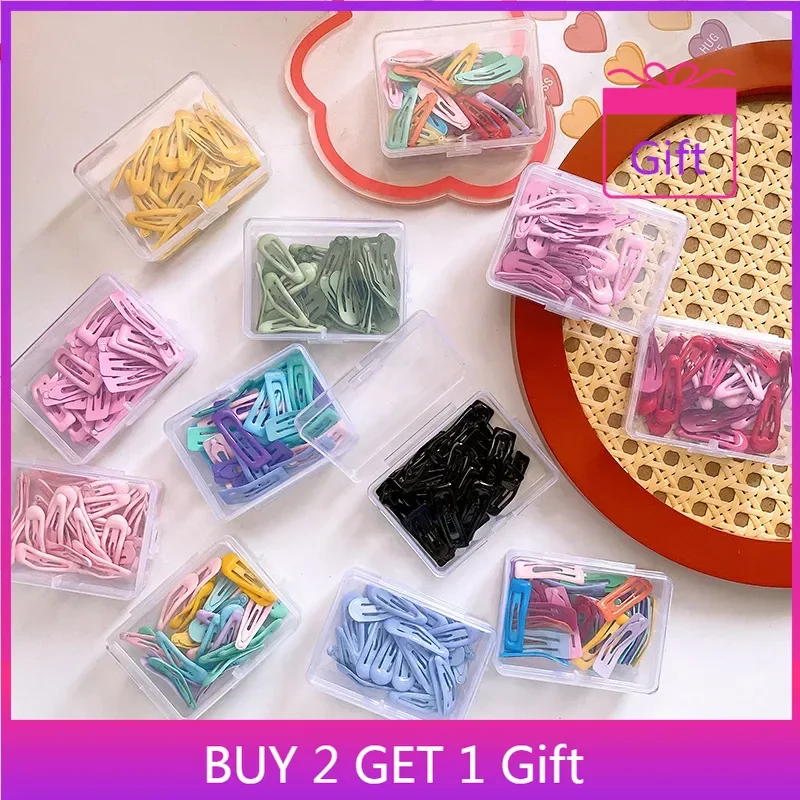 

30 Pieces BB Clips Box Gift 2025 Spring Summer Trendy Candy Color Enamel Kids Non-slip Hairpins for Baby Girls Bangs