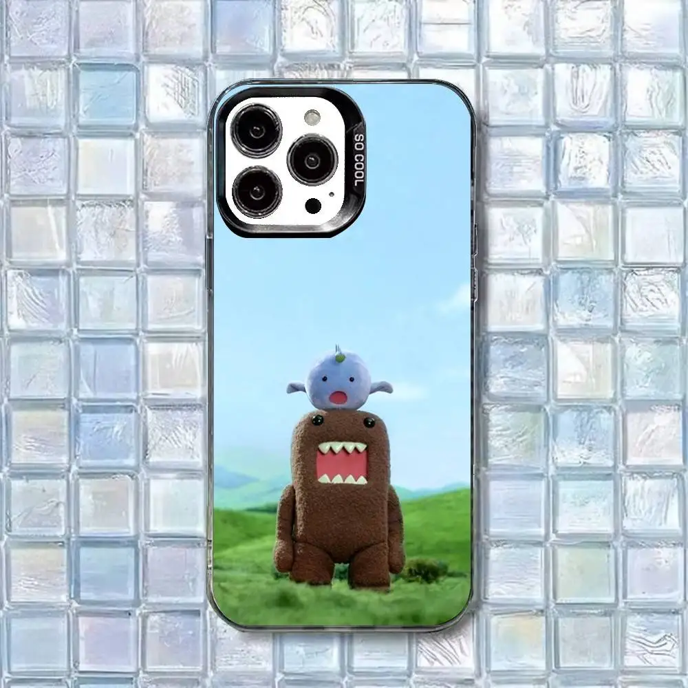Casing Ponsel D-Domo-kun Lucu Untuk iPhone17,16,15,14,13,12,11 Plus,Pro Max Putih Matte Anti Benturan