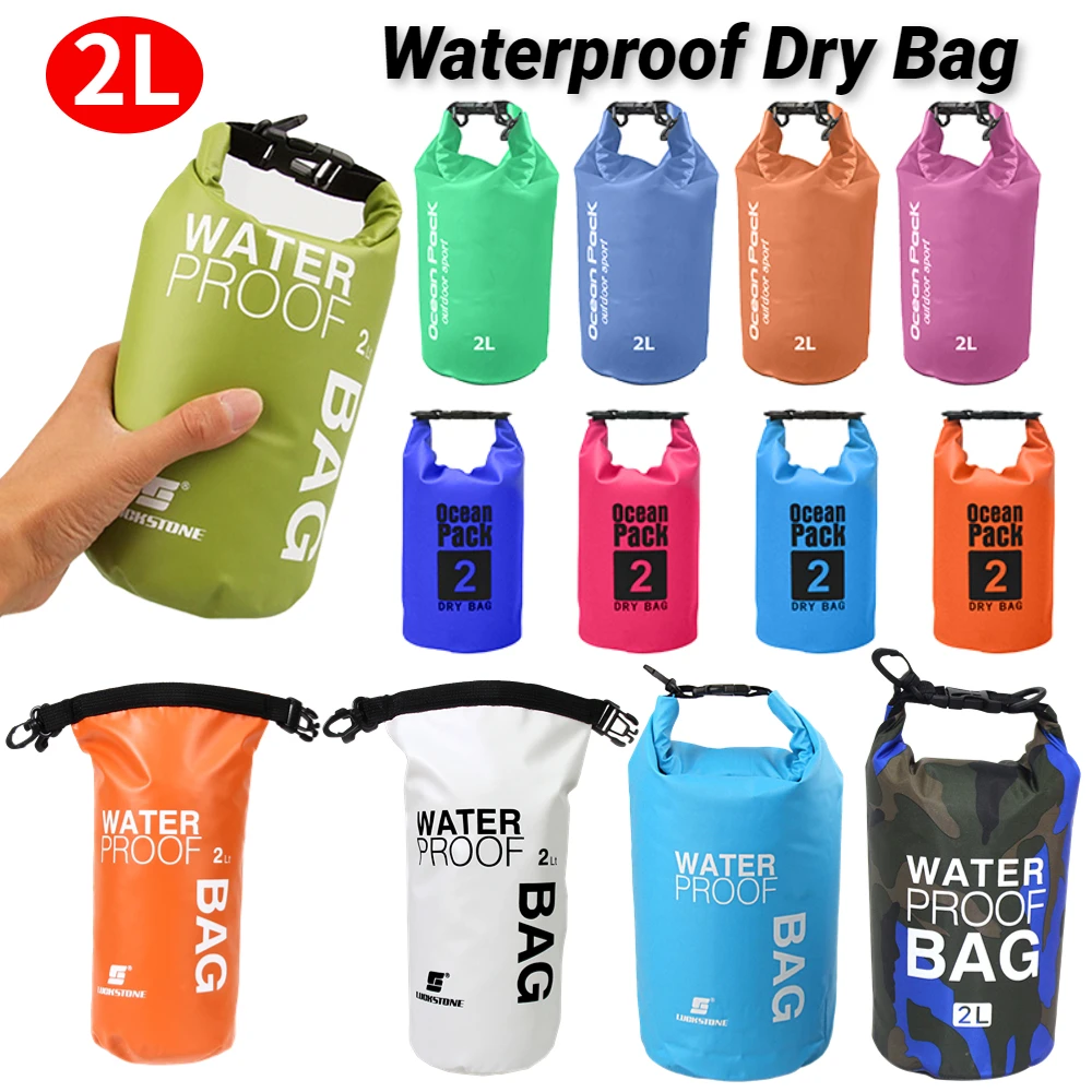 2L Waterproof Dry Bag Pack Sack Outdoor Swimming Bags Drifting PVC Mesh Bags Floating Boating Storage Bag Camping Water Bags