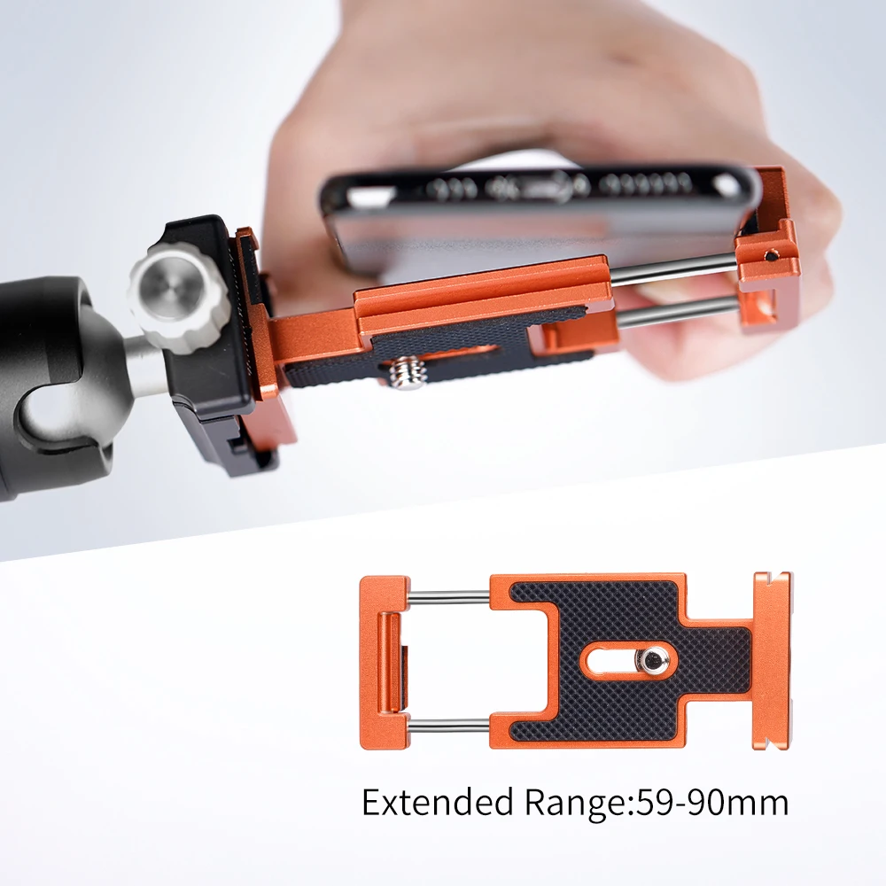 K & F Concept-Placa de liberación rápida de aleación de aluminio, tornillo de 1/4 pulgadas, montaje para teléfono inteligente, para iPhone, Samsung y Android