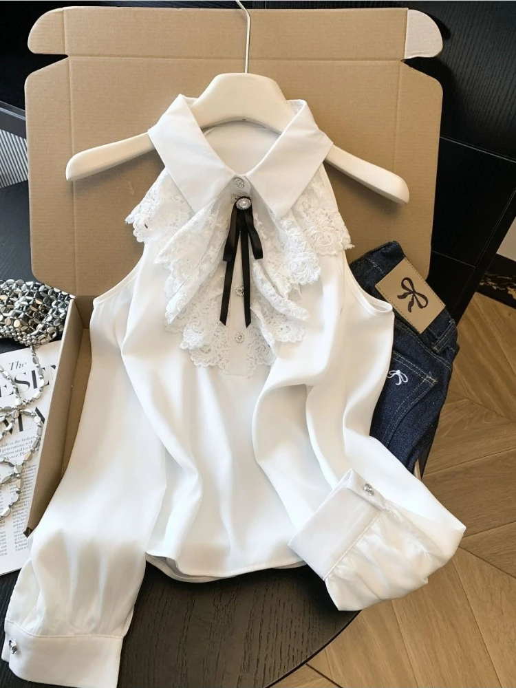 

Новинка Весна 2026: Элегантный женский топ с открытыми плечами, воротником-стойкой и длинными рукавами в стиле «Sweet and Spicy Girl»