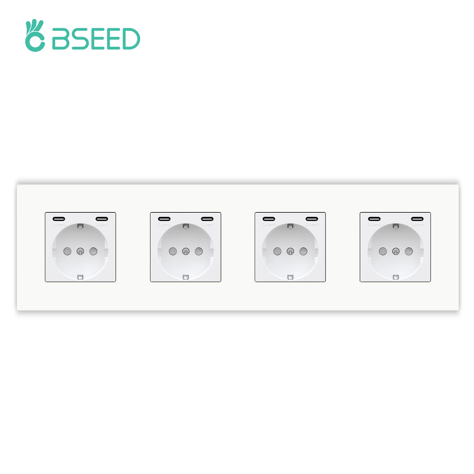 BSEED M1-Serie EU-Wandsteckdose, USB-Typ-C-Anschlusssteckdosen, doppelte Kunststoffrahmen-Steckdosen, dreifache Netzstecker, Kinderschutz, 16 A