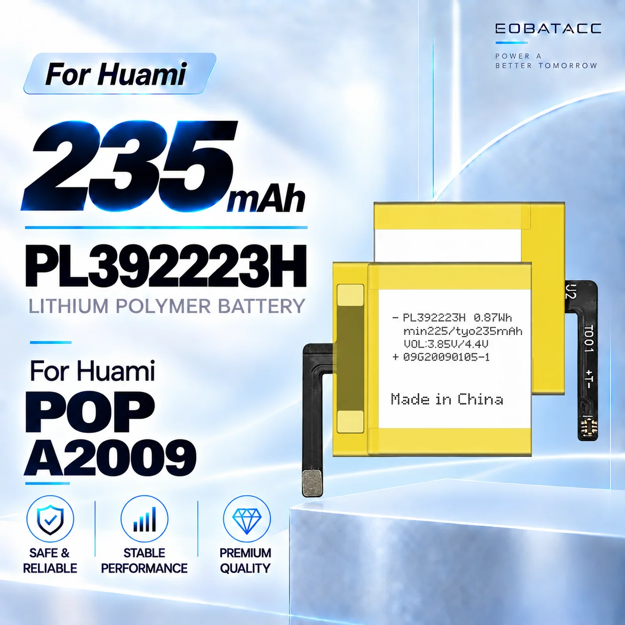 New PL392223H 235mAh Replacement Battery For Huami Amazfit POP A2009 Smartwatch Long-lasting +Free Tools