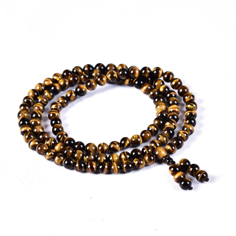 الذهب الطبيعي الأسود اللون سبج حجر عين النمر 108 حبات الصلاة البوذية سوار متعدد الطبقات #5
