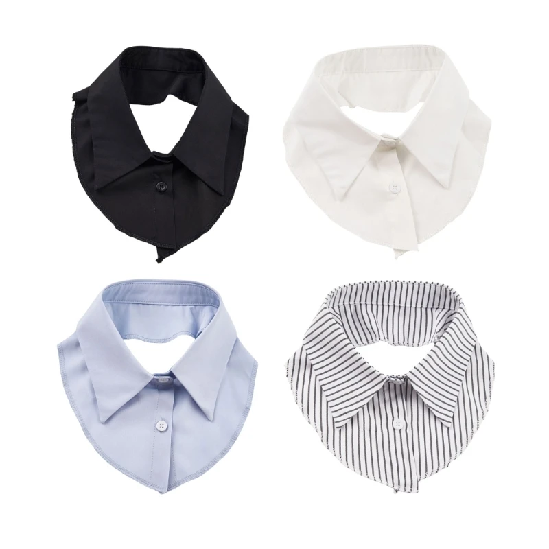 

Multipurpose Detachable Shirt Collar Insert for Women Solid Color Striped Half Blouse False Collar for Layering Dropship