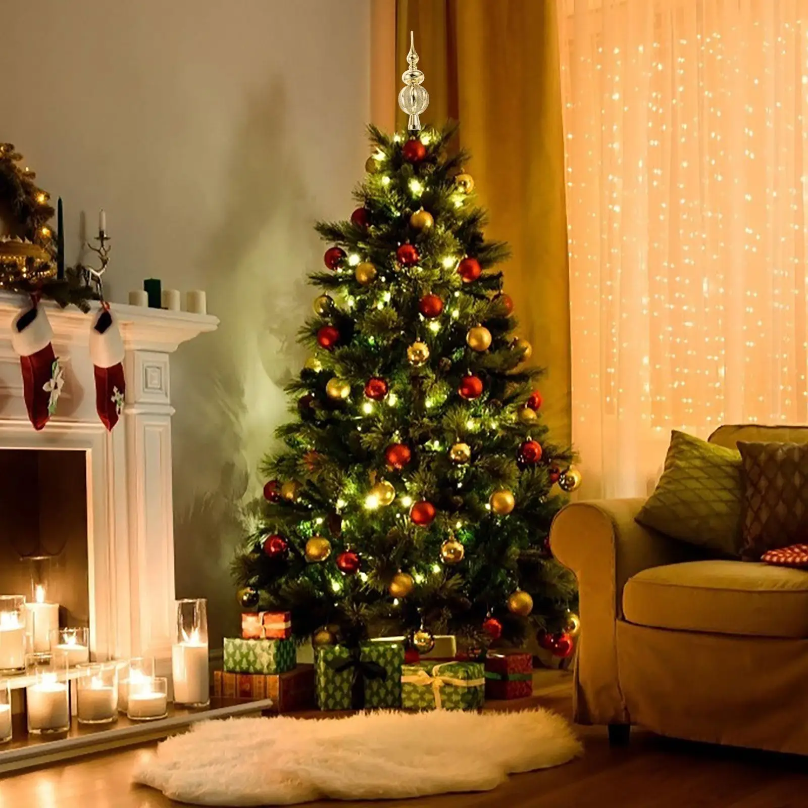 Topper de árvore de Natal da moda antiga, toppers de plástico, decorações douradas, pai